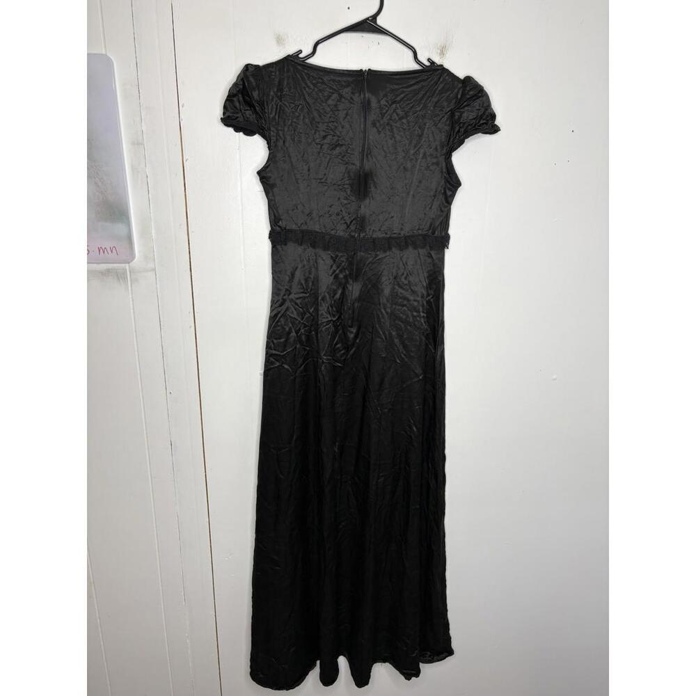 Vintage Lip Service Dress Womens M Helena Maxi Goth Corset Bodice Silky Vamp - Picture 2 of 14